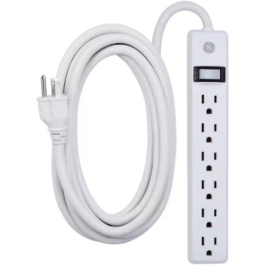 6-Outlet Grounded Power Strip with 12 Ft. Long Extension Cord in White