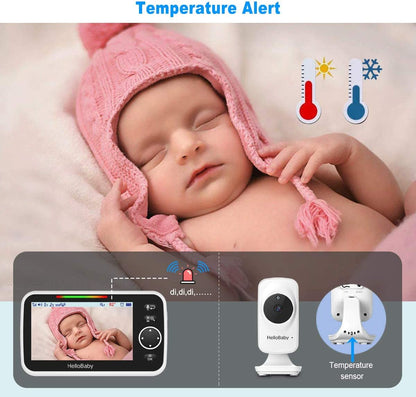 Monitor, Video Baby Monitor with Camera and Audio, 5” Large Display No Hacking Risks, Bright Night Vision, 2-Way Talk, Temperature, 8 Lullabies and 1000Ft Long Range