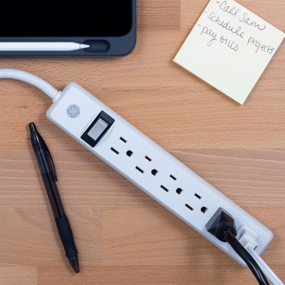 6-Outlet Grounded Power Strip with 12 Ft. Long Extension Cord in White