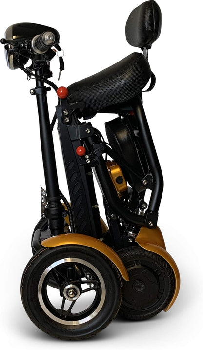 Fold and Travel Mobility Scooters for Adults 4 Wheel Long Range Mobility Scooter Electric Wheelchair Power (Gold)